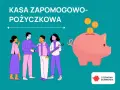 Kasa zapomogowo-pożyczkowa (KZP) to miejsce, gdzie ludzie pomagają sobie finansowo. Na obrazku widzimy ludzi i skarbonkę, symbolizującą oszczędności.