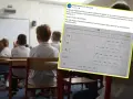 Uczniowie klasy 6 siedzą w ławkach, patrząc na plan lekcji. Widać zajęcia z języka angielskiego, matematyki i WF.