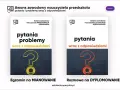 Dwa plakaty z pytajnikami narysowanymi kredą na tablicy i filiżankami kawy.