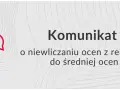 Komunikat o tym, czy religia wlicza się do średniej ocen. Czerwona ikona dymku rozmowy.