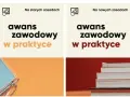 Dwa panele o awansie zawodowym. Lewy: "Na starych zasadach", zeszyt i przybory. Prawy: "Na nowych zasadach", stos książek. Idealne dla nauczyciela mianowanego.