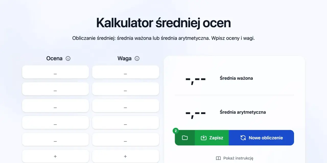 Kalkulator średniej ocen pozwala obliczyć średnią ważoną lub arytmetyczną. Wpisz oceny i wagi, by dowiedzieć się, od jakiej średniej jest 3.