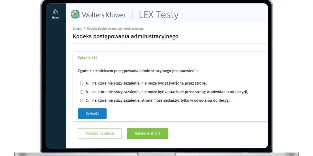 Test wiedzy o Kodeksie postępowania administracyjnego. Pytanie 162 dotyczy zaskarżania postanowień.