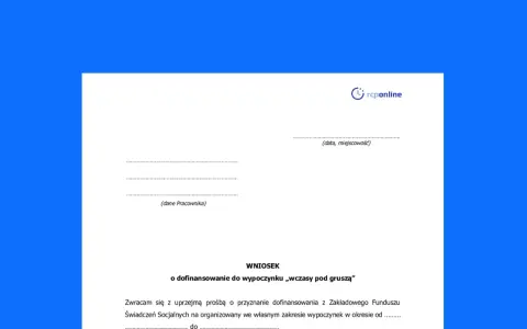Wniosek o dofinansowanie do wypoczynku „wczasy pod gruszą" dla nauczycieli.