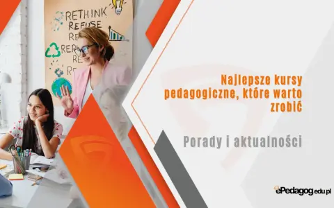 Nauczycielka prowadzi kurs pedagogiczny. Uczniowie słuchają z uwagą. Na plakacie hasła "Rethink, Refuse, Repurpose".