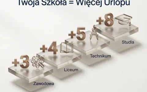 Twoja szkoła to więcej urlopu! Po 4 latach w technikum zyskujesz +5 lat do stażu urlopowego.