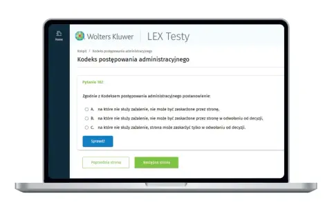 Test wiedzy o Kodeksie postępowania administracyjnego. Pytanie 162 dotyczy zaskarżania postanowień.