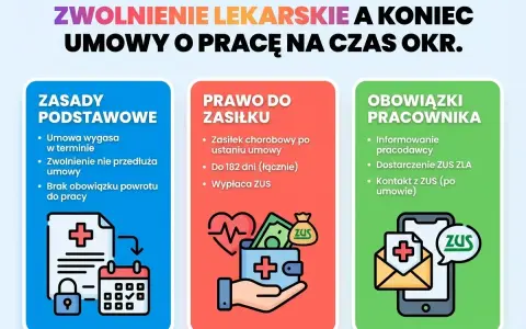 Zwolnienie lekarskie a koniec umowy. Informacje o zasadach, prawie do zasiłku i obowiązkach pracownika w kontekście okresu zasiłkowego.