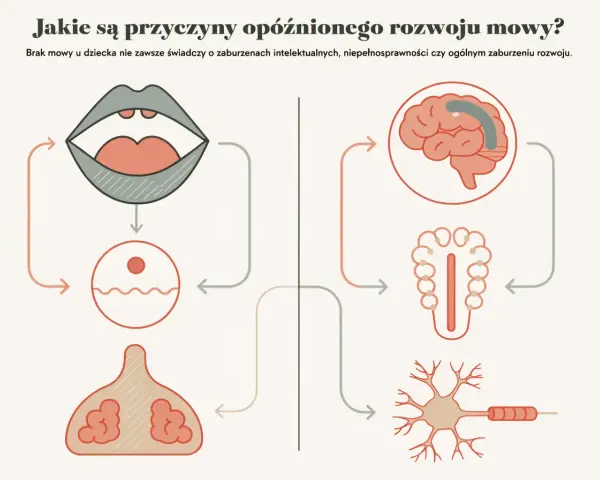 Ilustracja przedstawia schemat połączeń między ustami, mózgiem, neuronem i gruczołami.