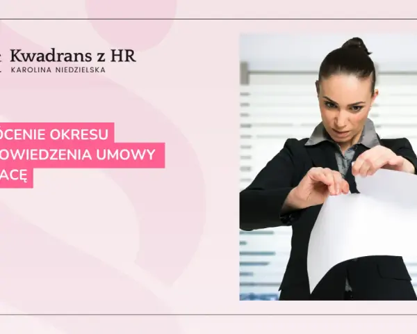Kobieta w garniturze rozdziera dokument. Temat: skrócenie okresu wypowiedzenia umowy o pracę.