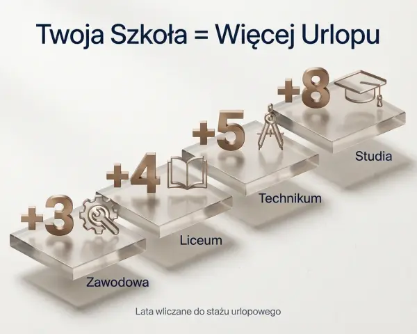 Twoja szkoła to więcej urlopu! Po 4 latach w technikum zyskujesz +5 lat do stażu urlopowego.