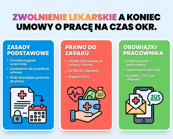 Zwolnienie lekarskie a koniec umowy. Informacje o zasadach, prawie do zasiłku i obowiązkach pracownika w kontekście okresu zasiłkowego.