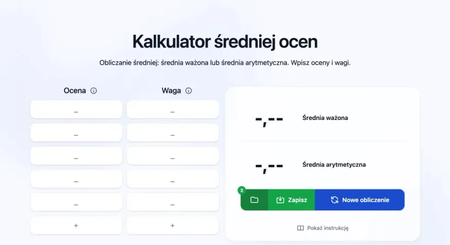 Kalkulator średniej ocen pozwala obliczyć średnią ważoną lub arytmetyczną. Wpisz oceny i wagi, by dowiedzieć się, od jakiej średniej jest 3.
