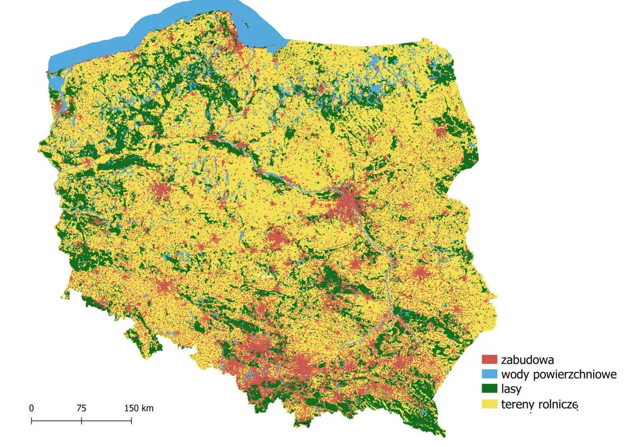 Mapa Polski z zaznaczonymi uniwersytetami rolniczymi