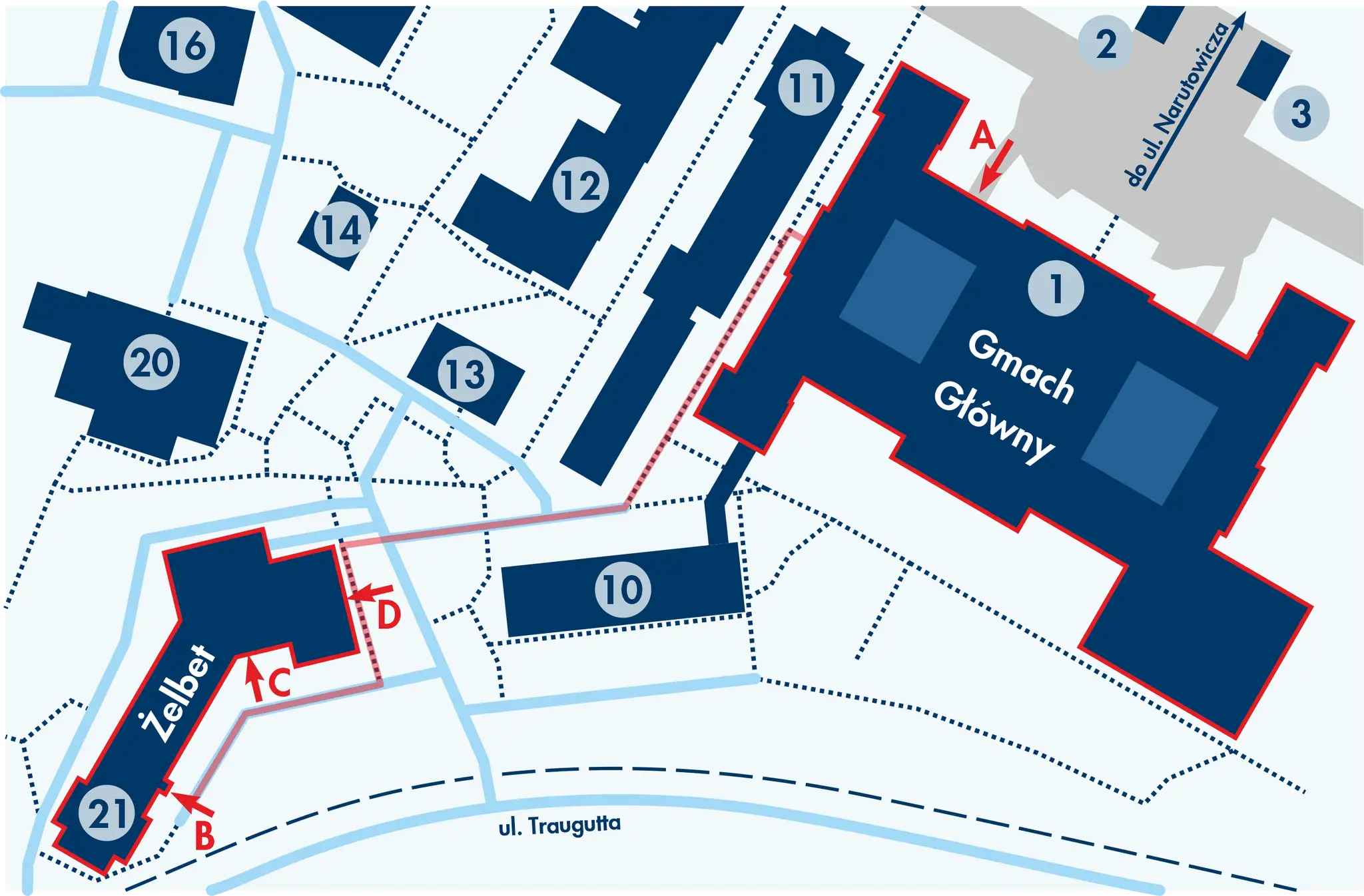 Mapa kampusów Uniwersytetu Gdańskiego