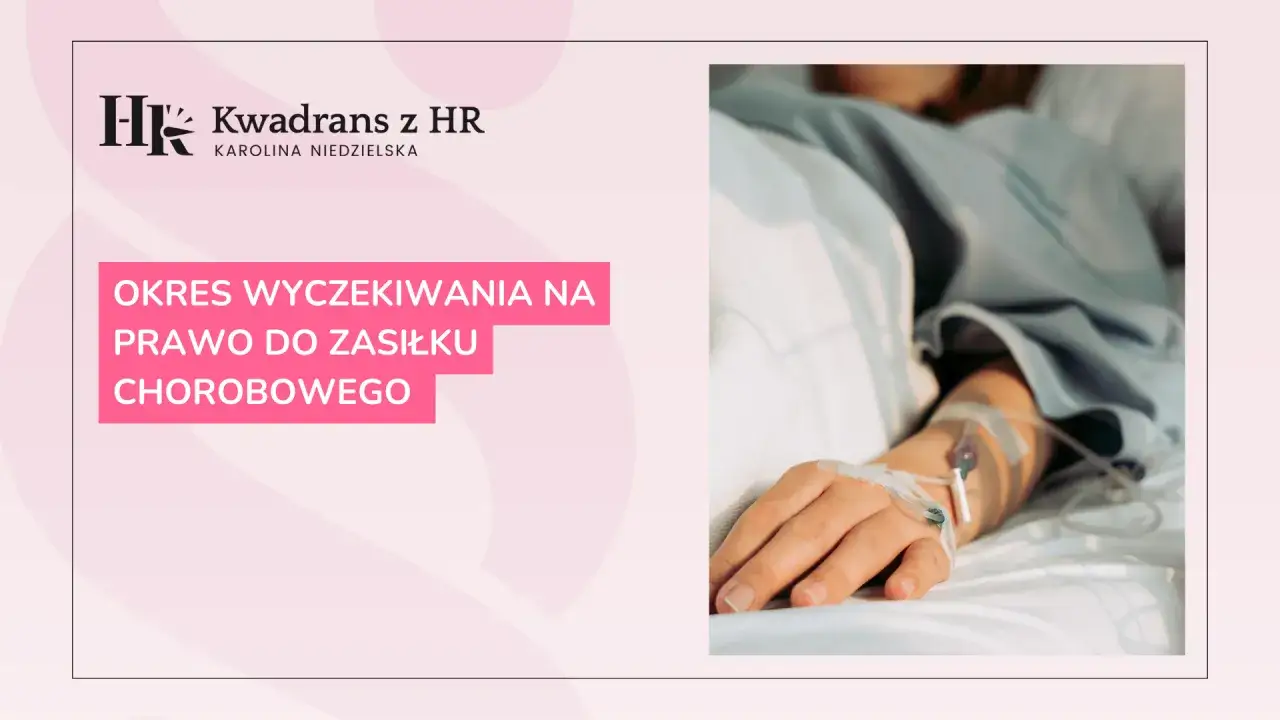 Ręka pacjenta z wenflonem w szpitalnym łóżku. Temat: okres wyczekiwania na prawo do zasiłku chorobowego.
