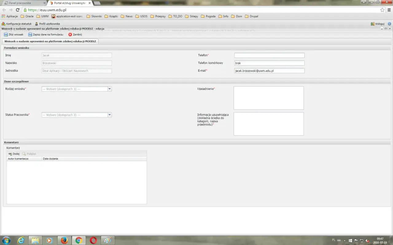 ikony system&oacute;w uniwersyteckich USOSweb Moodle Office 365